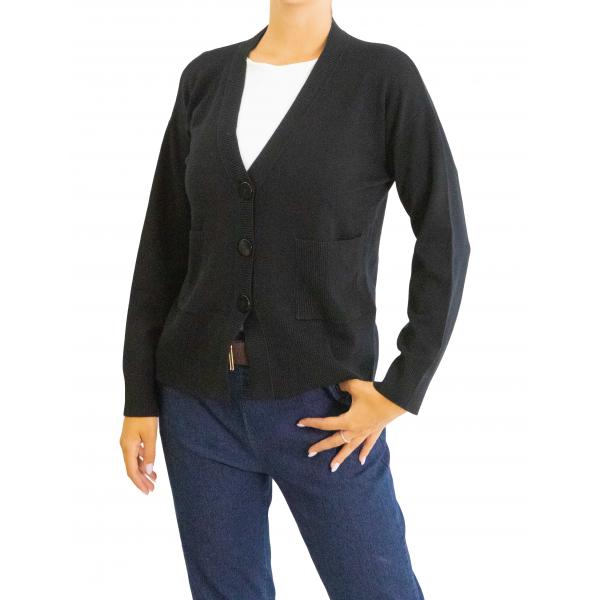 Cardigan tinta unita 3 bottoni 